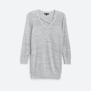 🌸 Lety & Me Niki Pointelle 3/4 Sleeve Pullover Light Gray Medium